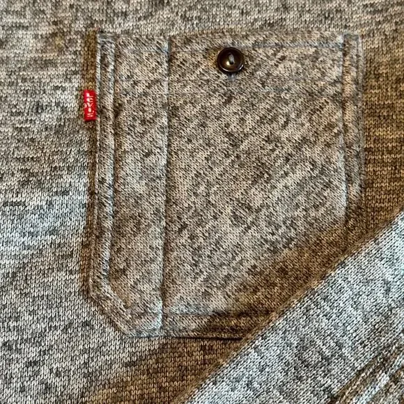 Levi's Fleece Long Sleeve Button Down Collar Shirt Jacket Grey Men’s Size Large - Picture 4 of 9